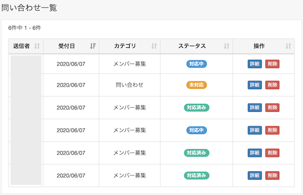 問い合わせ管理
